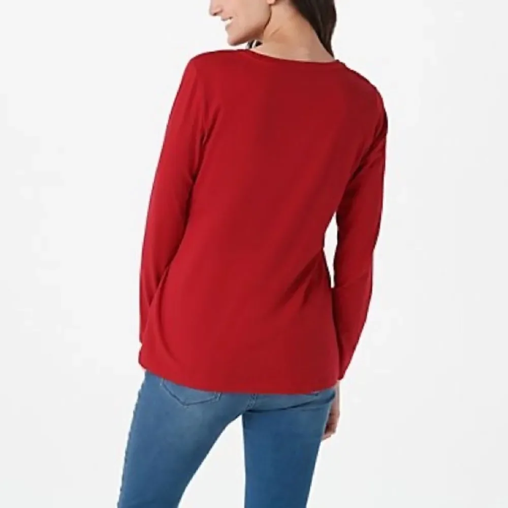 Susan Graver Modern Essentials Cool Cotton Long -Sleeve Top